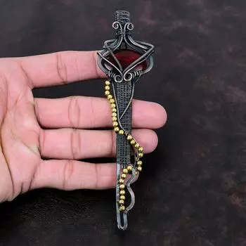 Red Fire Labradorite Pendant Copper Wire Wrapped Pendant Handmade Boho Jewelry Key Pendant Natural Gemstone Pendant Copper Jewelry For Gift