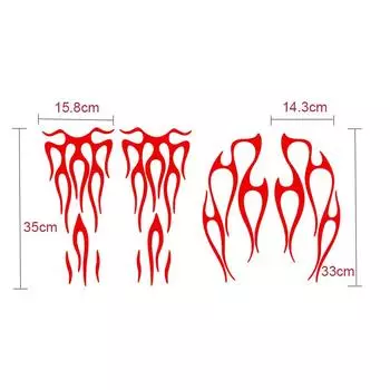 Red Flaming Flame Vinyl Decal Sticker Universal For Motorcycle Gas Tank & Fender