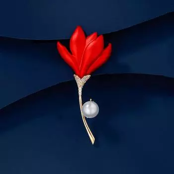 Red Flower Brooch High-End Female Brooch Pin Luxury Temperament Collar Pin Suit Pin Accessories
