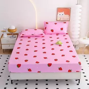 Red Flower Printed Bed Sheet Sets Queen/King Size matrimonial Reactive Printed Fitted Bedsheets for Double Bed only 2pcs pillowcase