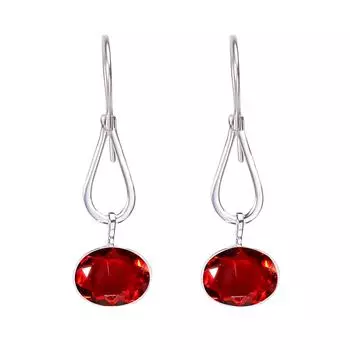 Red Garnet 925 Sterling Silver Earring V75, Red Earring, Oval Earring, Valentin s Day Gift, Gift For Her, Birthday Gift, Handmade Jewelry, Silver Jewe