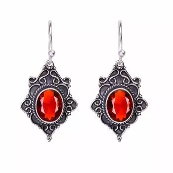 Red Garnet 925 Sterling Silver Earring V843, Red Earring, Oval Earring, Valentin s Day Gift, Gift For Her, Birthday Gift, Handmade Jewelry, Silver Jew