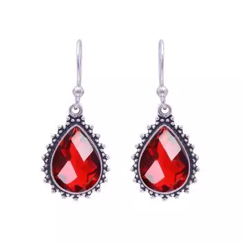 Red Garnet 925 Sterling Silver Earring V9522, Red Earring, Pear Earring, Valentin s Day Gift, Gift For Her, Birthday Gift, Handmade Jewelry, Silver Je