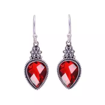 Red Garnet 925 Sterling Silver Earring V9601, Red Earring, Pear Earring, Valentin s Day Gift, Gift For Her, Birthday Gift, Handmade Jewelry, Silver Je
