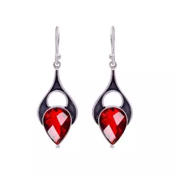 Red Garnet 925 Sterling Silver Earring V9682, Red Earring, Pear Earring, Valentin s Day Gift, Gift For Her, Birthday Gift, Handmade Jewelry, Silver Je