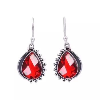 Red Garnet 925 Sterling Silver Earring V9842, Red Earring, Pear Earring, Valentin s Day Gift, Gift For Her, Birthday Gift, Handmade Jewelry, Silver Je