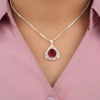 Red Garnet Gemstone 925 Solid Silver Jewelry Zircon Pendant 0.99 For Birthday CZP-8-7