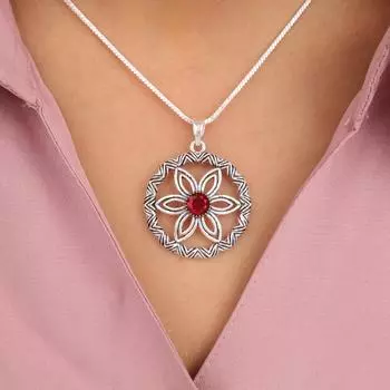 Red Garnet Gemstone 925 Sterling Silver Jewelry Handmade Designer Pendant 1.48 CP-29-3