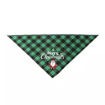 Red Green Grid Dog Saliva Towel Santa Claus Triangle Bandana Pet Triangle Scarf Holiday Party Style 4