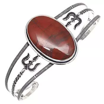 Red Jasper Gemstone Handmade Silver Jewelry Cuff Bracelets 7 Adjustable
