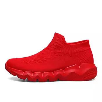 Red Knit Men s Sock Shoes Slip-on Lightweight Casual Sneakers Unisex Big Size 48 Non-slip Comfortable Sport Shoes Women Sneakers 35