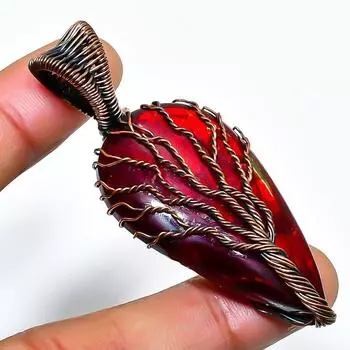 Red Labradorite Gemstone Handmade Copper Wire Wrap Jewelry Pendant 2.56 2.56 красный
