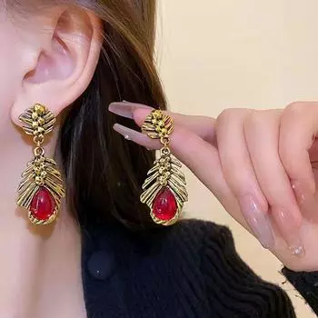 Серьги Red Leaf Модные ретро-серьги премиум-класса красный