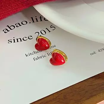 Red Love Earbuds Light Luxury Sweet Earrings Универсальные высококачественные серьги Серьги