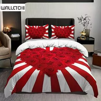 Red Love Rose Duvet Cover Set Soft And Comfortable HD Printing Bedding Set For Home Dormitory Valentine s Day Bedding 135X200cm