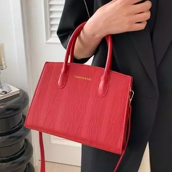 Красная роскошная PU сумка через плечо Новая женская сумка на плечо с текстурой высокого уровня на молнии Элегантная для поездок на работу, для вечеринок, женская сумочка, тренд