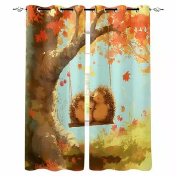 Red Maple Leaves Of Autumn Maple Trees Blackout Curtains For Living Room Bedroom Window Treatment Blinds Drapes W135 x H60cm