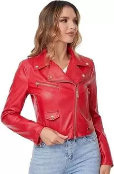 Red New Women s Handmade Stylish Genuine Lambskin Jacket Soft Leather Biker S красный