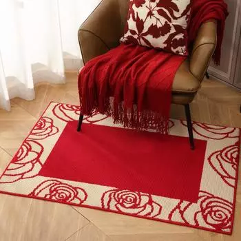 Red New Year Festive Mat Entry Door Mat Entry Door Mat Indoor Entrance Mat Housewarming Carpet 50X80CM