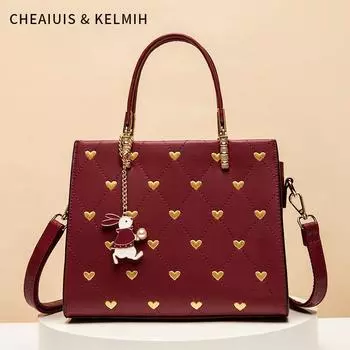 Red Niche Temperament Wedding Large Capacity Handbag Burgundy