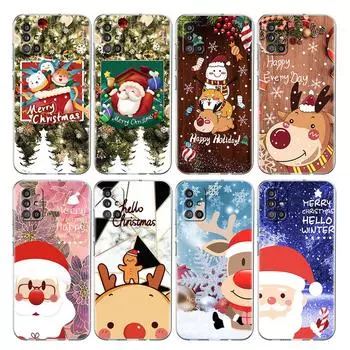 Red Nose Elk Santa Claus Clear Case For Samsung Galaxy A52 A12 A51 A32 A21s A71 A32 A22 50 A70 A31 A72 5G Phone Cover Samsung A03