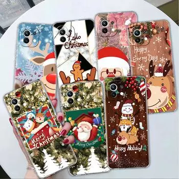 Красный Нос Лось Санта Клаус Прозрачный Чехол Для Xiaomi Mi Poco X3 NFC M3 Pro F3 F1 11 Lite 12 Note 10 11T 9T Прозрачная Накладка На Телефон Redmi Note 9S