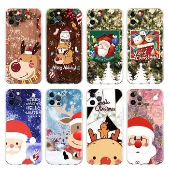 Red Nose Elk Santa Claus Clear Case For Apple iPhone 13 11 14 12 Pro 7 8 Plus XR X XS Max 6 6S 13Pro Silicone Phone Cover iPhone 6 6S