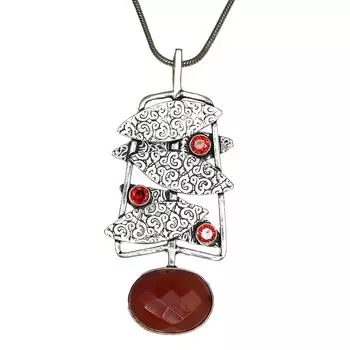 Red Onyx Garnet Gemstone Mother s Day Handmade Silver Jewelry Pendant 3