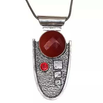 Red Onyx Garnet Gemstone Mother s Day Handmade Silver Jewelry Pendant 2.5