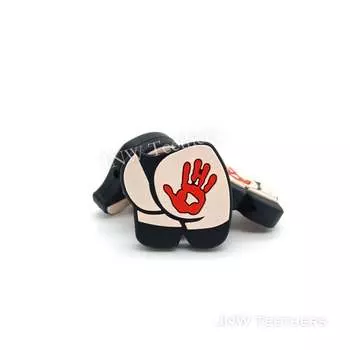 Red Palm Print on PP Silicone Focal Beads Penbeads. Pack 10