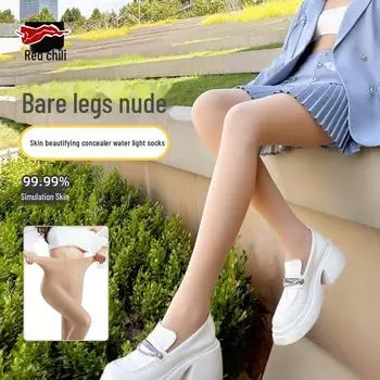 «Red Pepper 100g Autumn Sheer Leggings - Женские носки с эффектом нюдовой ткани и арбузной промежностью» 100g without velvet, with feet, One Size