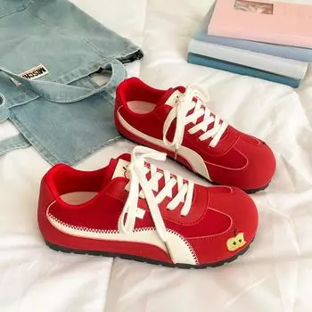 Red racing shoes women s new niche design versatile retro casual board shoes 35 красный