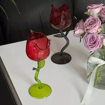 Red Rose Goblet French Wine Cup Table Decoration Rose Wine Glass Wedding Gift зелёный