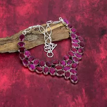 Ожерелье ручной работы с красным рубином, регулируемое ожерелье из стерлингового серебра 925 пробы, изящные украшения на День благодарения Adjustable With 18 Inches красный