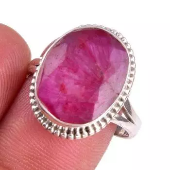 Red Ruby(Simulated) Gemstone Handmade 925 Sterling Silver Gift Ring S.8.5 d9o83