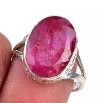 Red Ruby(Simulated) Gemstone Handmade 925 Sterling Silver Gift Ring S.7.5 o6T59