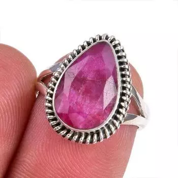 Red Ruby(Simulated) Gemstone Handmade 925 Sterling Silver Gift Ring S.5.5 j8i49