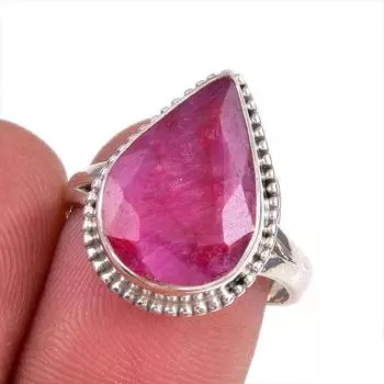 Red Ruby(Simulated) Gemstone Handmade 925 Sterling Silver Jewelry Ring S.8 N4e81