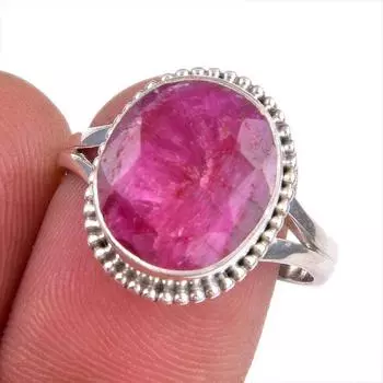 Red Ruby(Simulated) Gemstone Handmade 925 Sterling Silver Gift Ring S.8.5 j2Y95