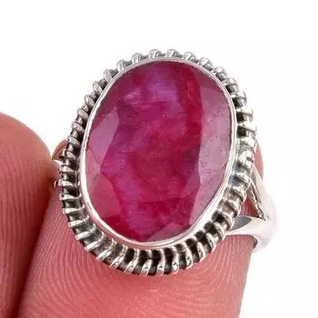 Red Ruby(Simulated) Gemstone Handmade 925 Sterling Silver Gift Ring S.5.5 P1u91