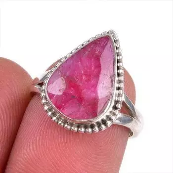 Red Ruby(Simulated) Gemstone Handmade 925 Sterling Silver Jewelry Ring S.6 l4h69