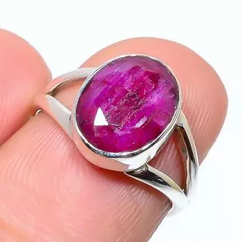 Red Ruby(Simulated) Gemstone Handmade 925 Sterling Silver Jewelry Ring S.5 y7M41