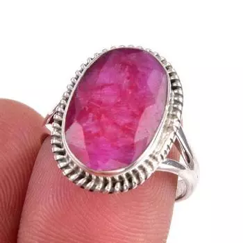 Red Ruby(Simulated) Gemstone Handmade 925 Sterling Silver Gift Ring S.7.5 f0s15