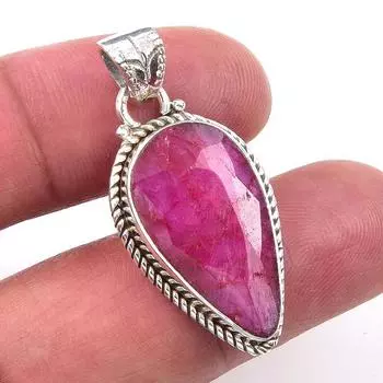 Red Ruby(Simulated) Gemstone Handmade 925 Sterling Silver Pendant 1.50 E0j37