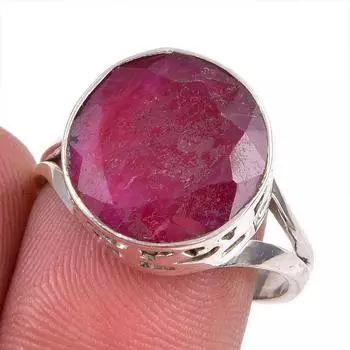 Red Ruby(Simulated) Gemstone Handmade 925 Sterling Silver Jewelry Ring S.9 M8L28