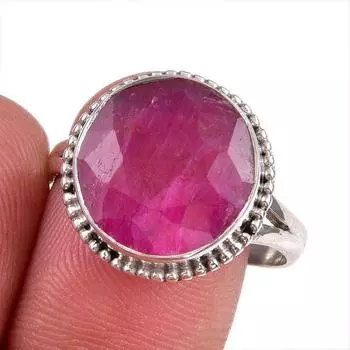 Red Ruby(Simulated) Gemstone Handmade 925 Sterling Silver Gift Ring S.9.5 A3j38