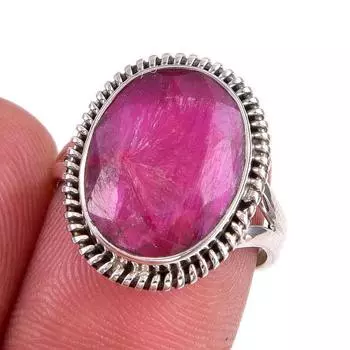 Red Ruby(Simulated) Gemstone Handmade 925 Sterling Silver Gift Ring S.6.5 H3C06