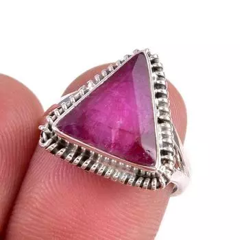 Red Ruby(Simulated) Gemstone Handmade 925 Sterling Silver Gift Ring S.6.5 L9E06