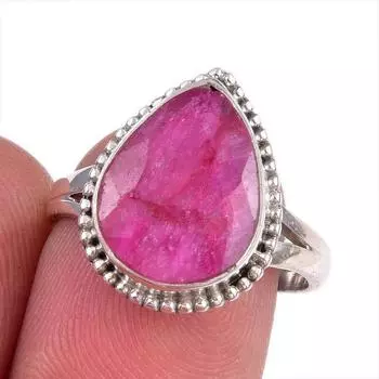 Red Ruby(Simulated) Gemstone Handmade 925 Sterling Silver Gift Ring S.7.5 q6w46