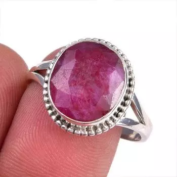 Red Ruby(Simulated) Gemstone Handmade 925 Sterling Silver Gift Ring S.9.5 H9T70
